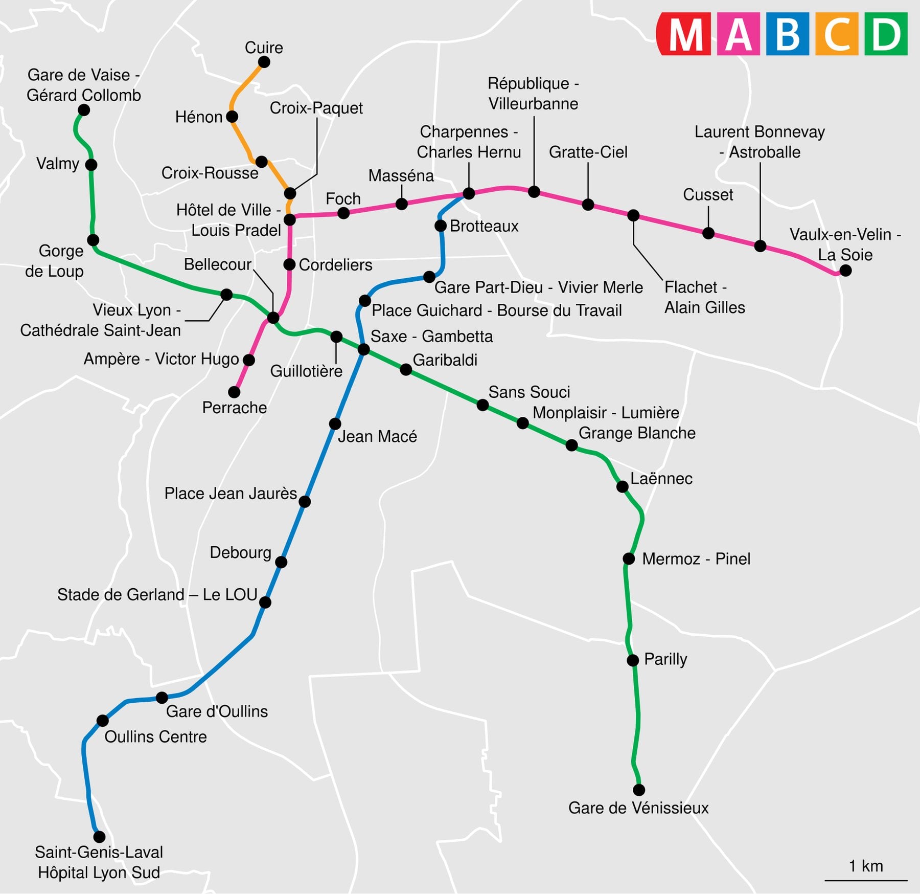 Plan Métro Lyon